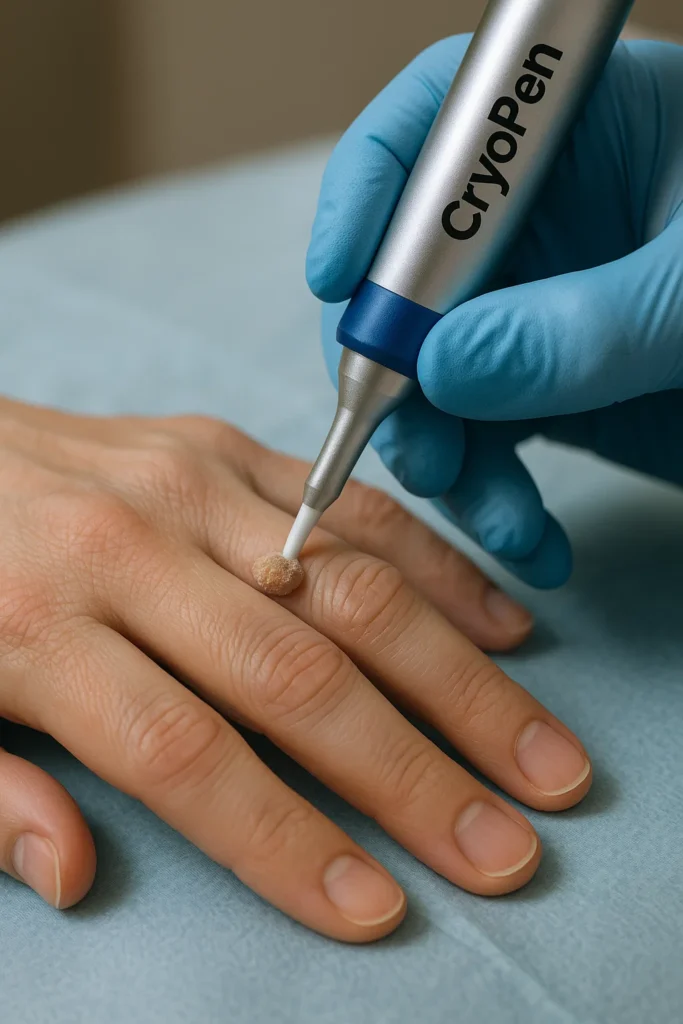 example of cryopen wart removal Walsall treatment on a persons finger