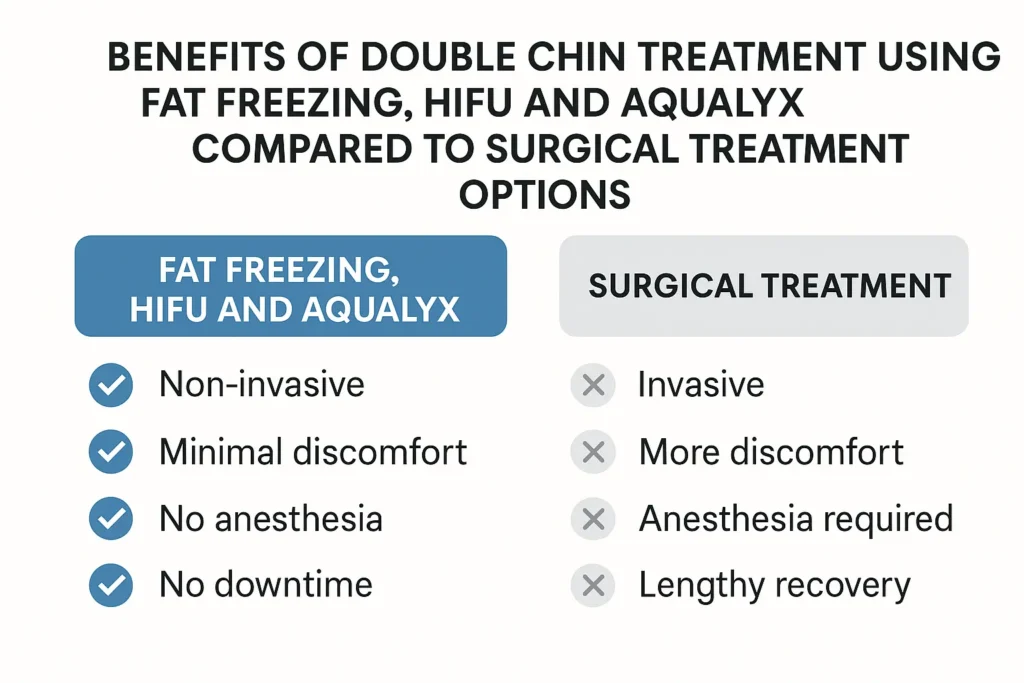 Graphic about the benefits of double chin treatment Walsall - from LA LIPO