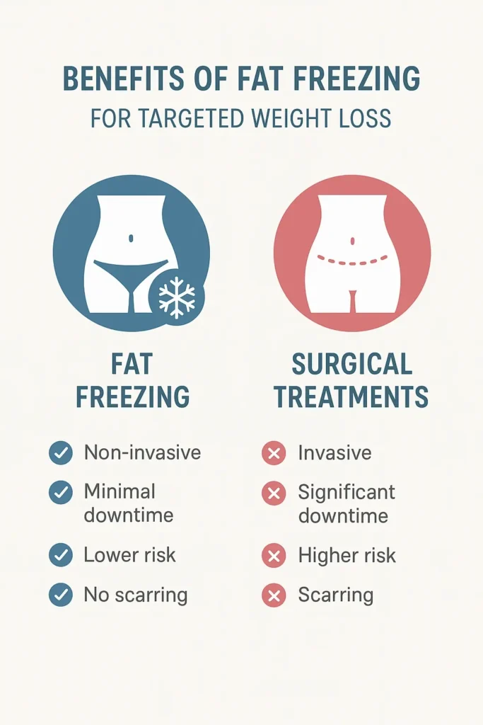 graphic showing the benefits of fat freezing Walsall
