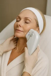 Woman receiving HIFU non surgical facelift treatment Walsall