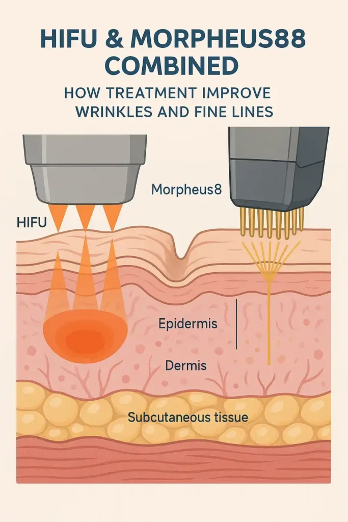 Diagram showing HIFU & Morpeus8 Walsall and the benefits for reduction in wrinkles and fine lines